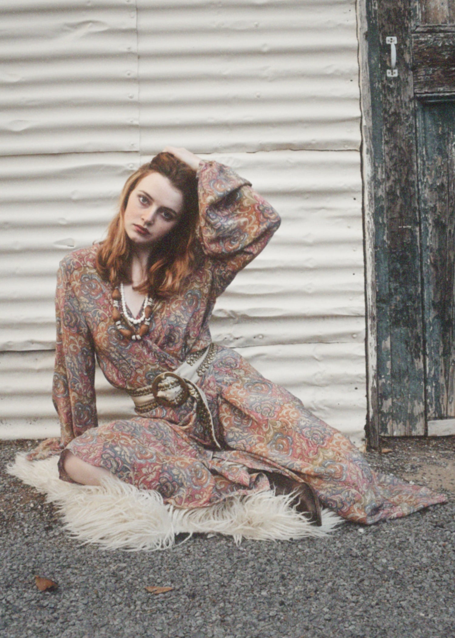 Caladium Wrap Silk Dress ~  Nougat XL