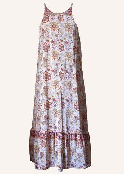 Eustoma Silk Crepe Swing Maxi Dress ~ Solitary L
