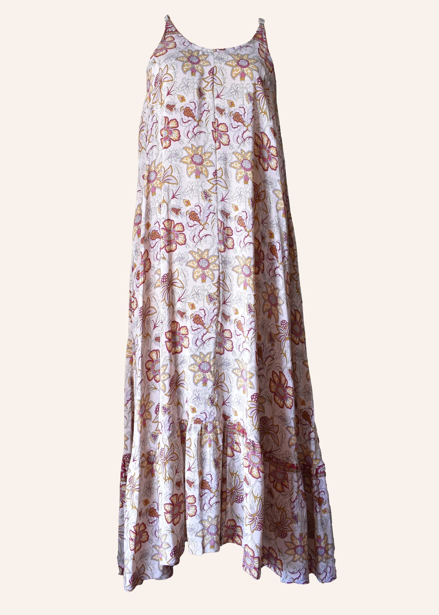 Eustoma Silk Crepe Swing Maxi Dress ~ Solitary L