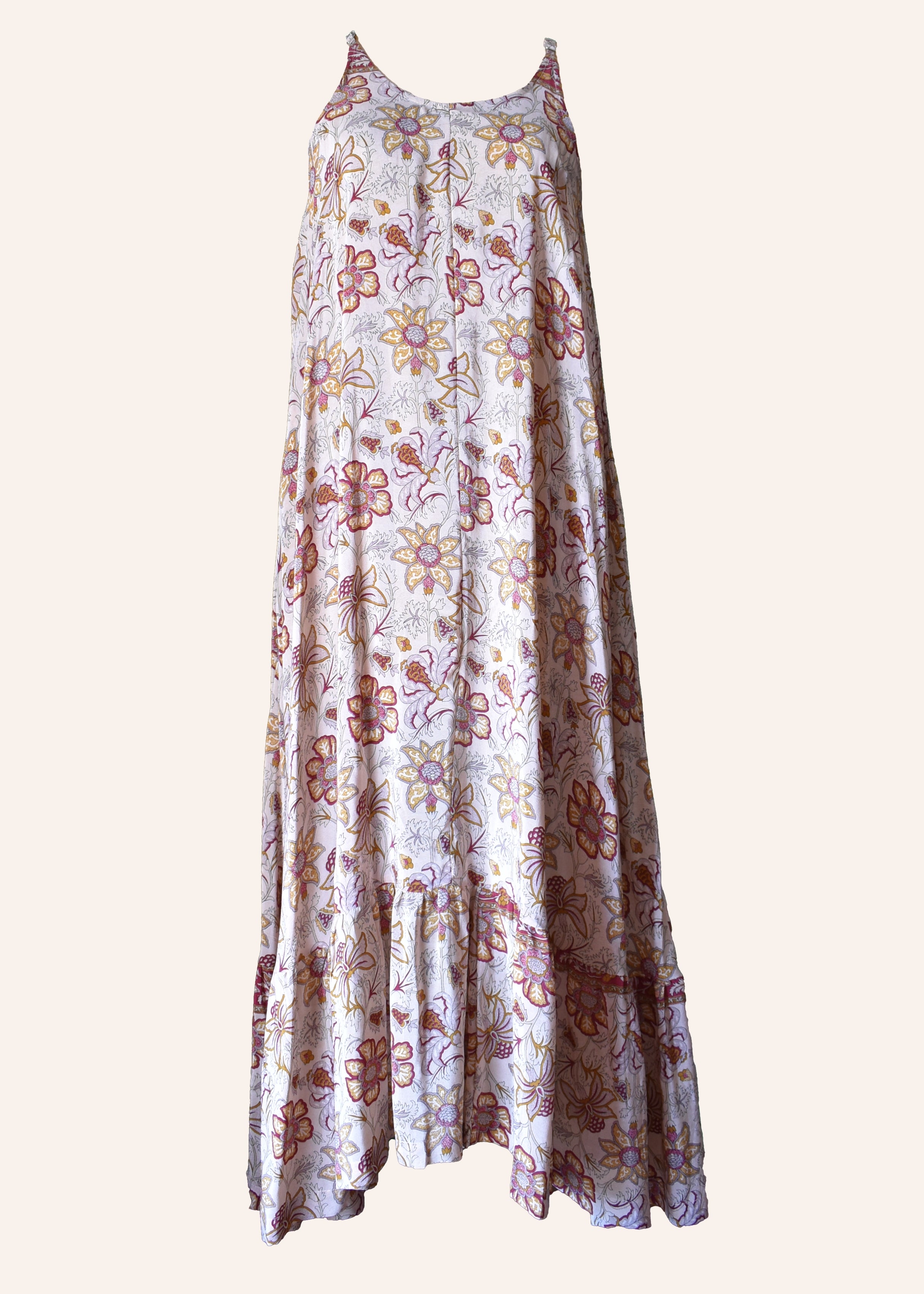 Eustoma Silk Crepe Swing Maxi Dress ~ Solitary L