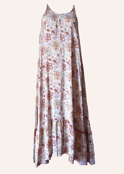Eustoma Silk Crepe Swing Maxi Dress ~ Solitary L