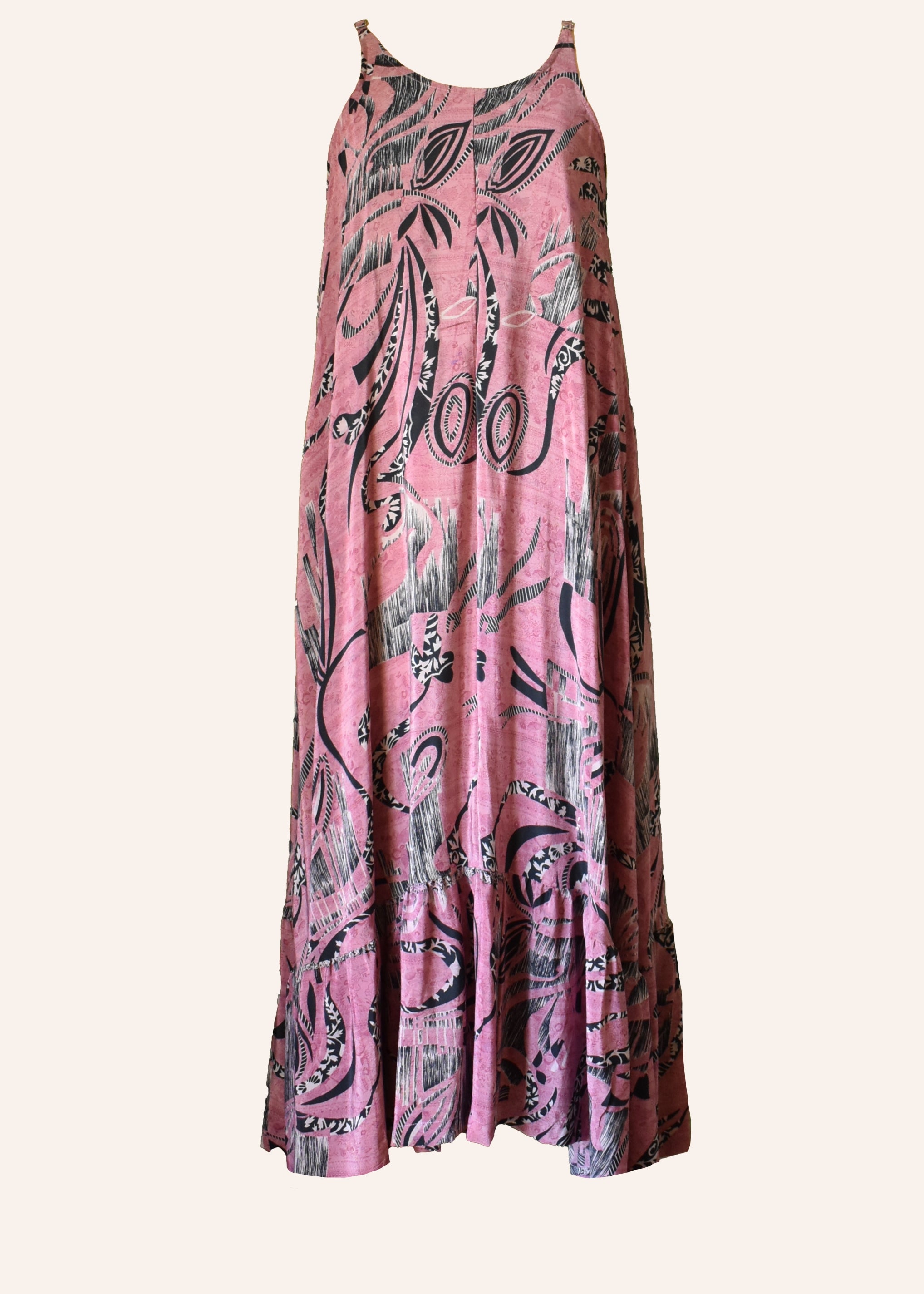 Eustoma Silk Crepe Swing Maxi Dress ~ Urban XL
