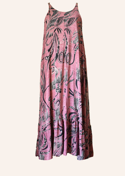 Eustoma Silk Crepe Swing Maxi Dress ~ Urban XL