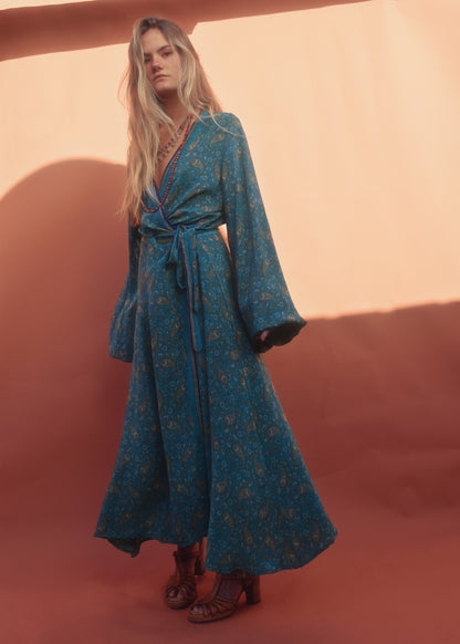 Caladium Wrap Silk Dress ~  Ming XL