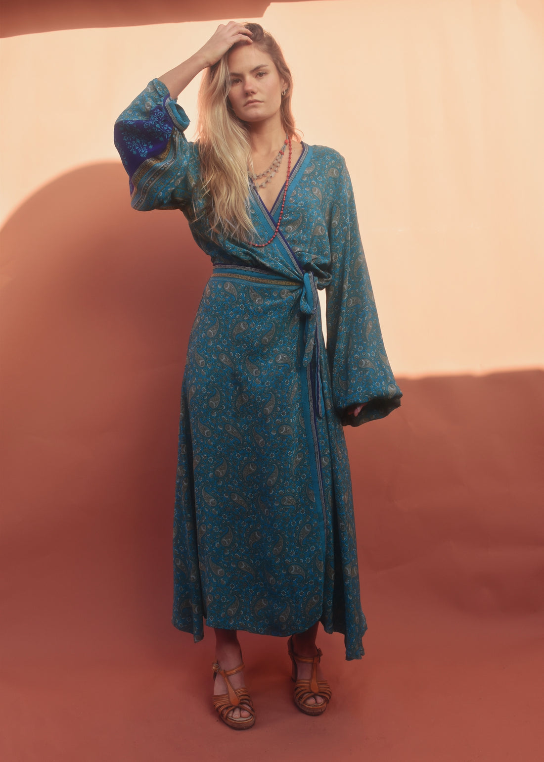 Caladium Wrap Silk Dress ~  Ming XL