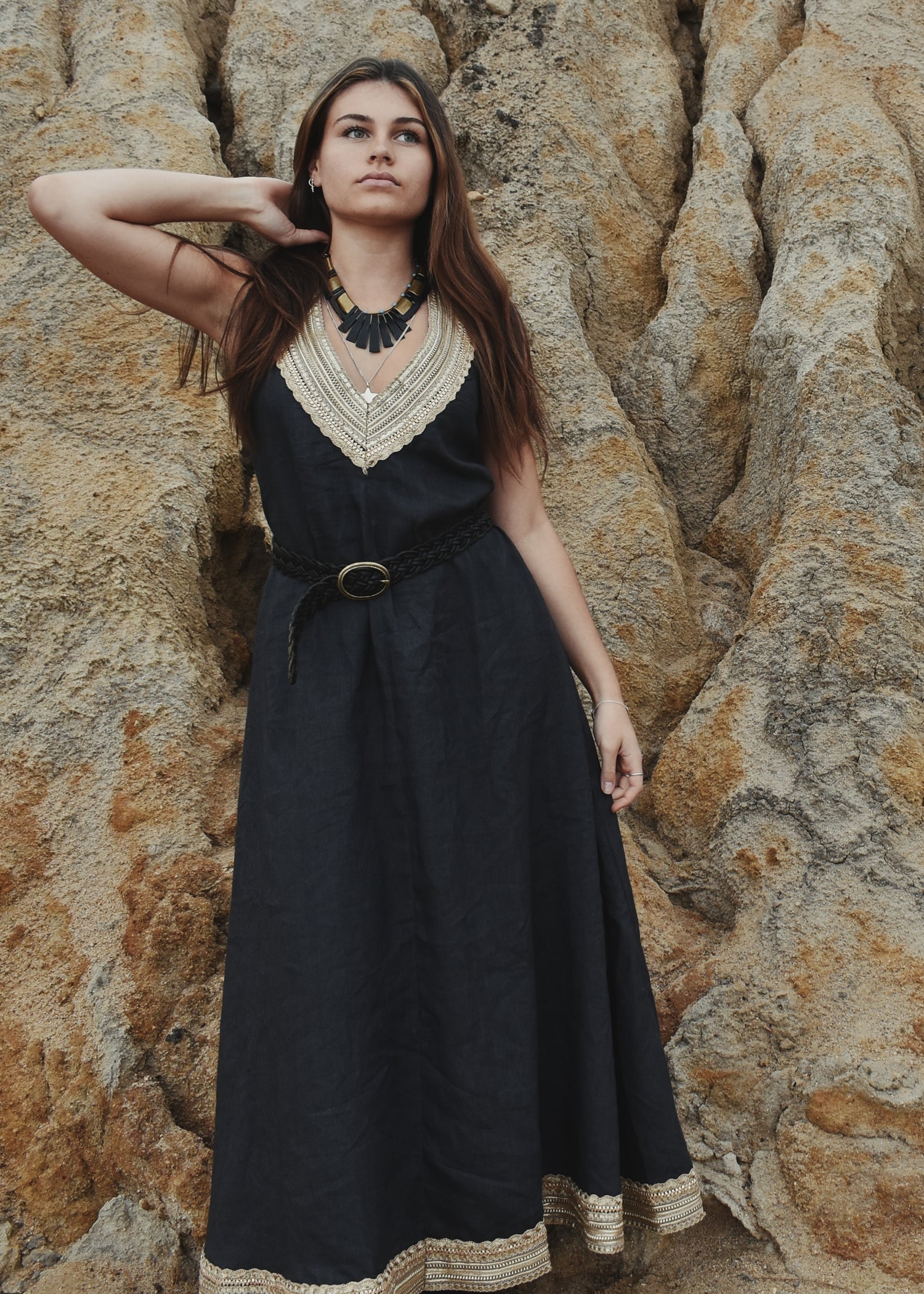 Oenothera Linen Maxi Dress